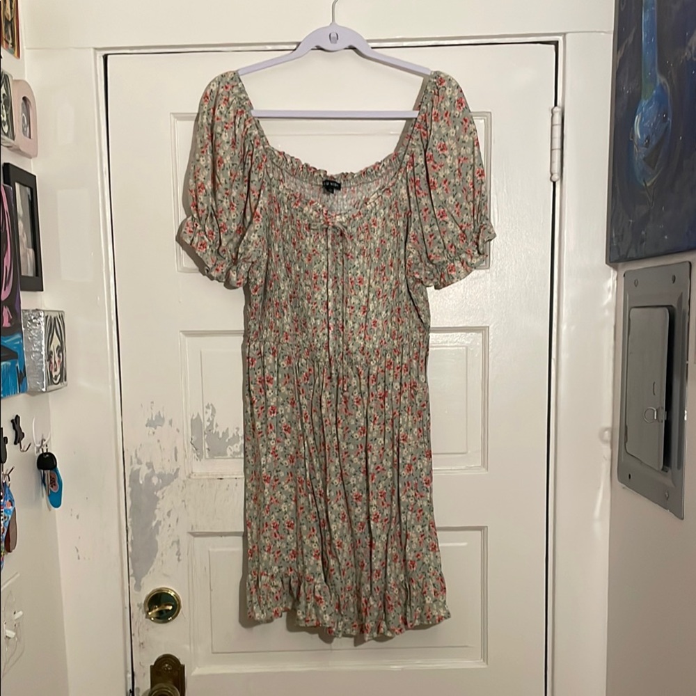 As U Wish Green Floral Mini Dress